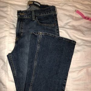 10 long Boot cut blue jeans, just below waist